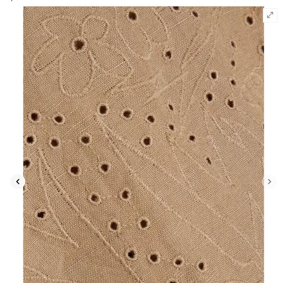 SOLID & STRIPED The Harlow Cropped Broderie Anglaise Linen-Blend Tan Shirt S - Picture 4 of 9